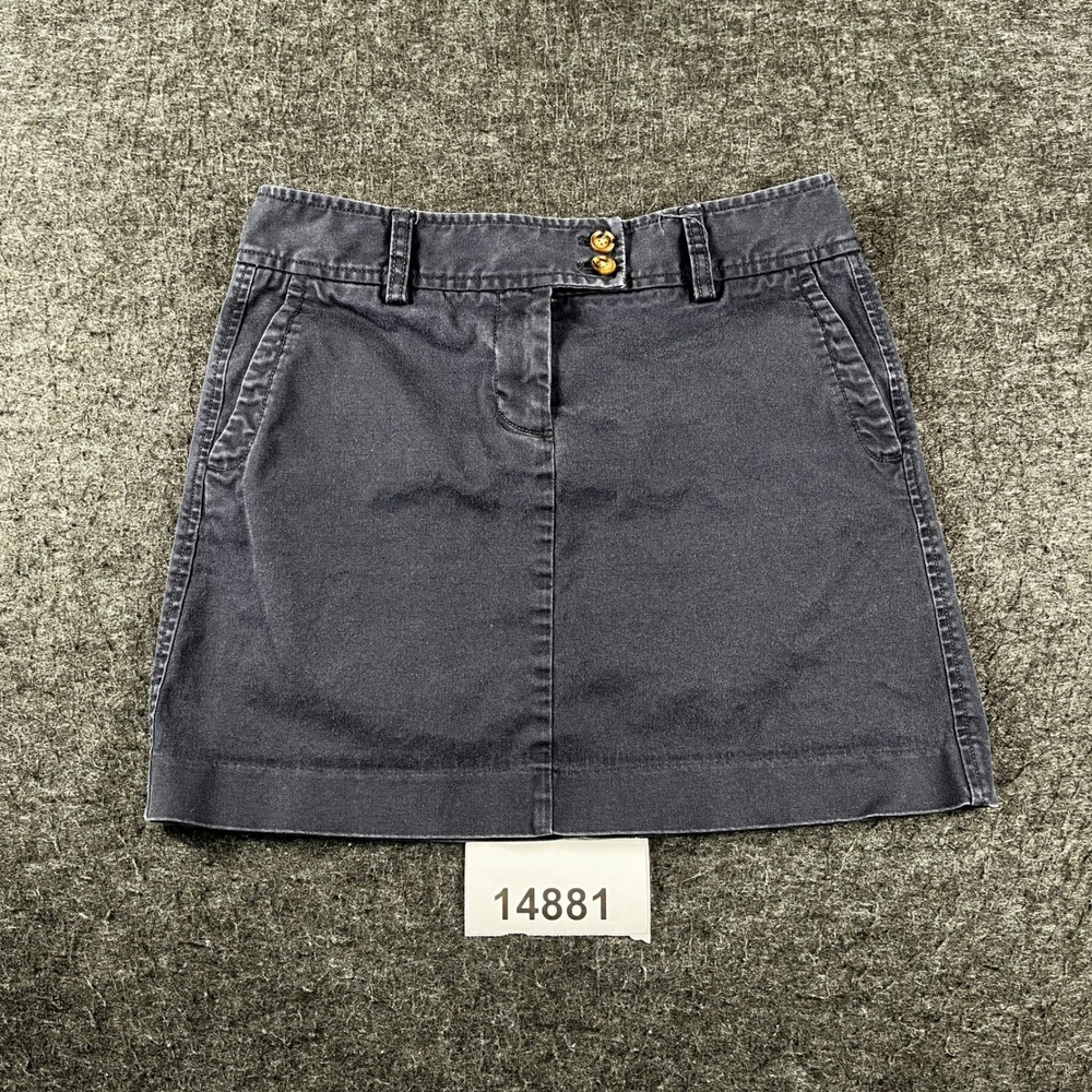J.Crew Mini Skirt Womens 29 Navy Blue Stretch Slash Pockets Preppy Outdoor